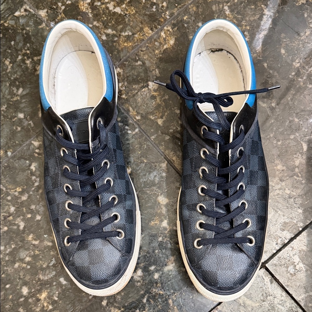 Louis Vuitton Navy Checkered Sneakers